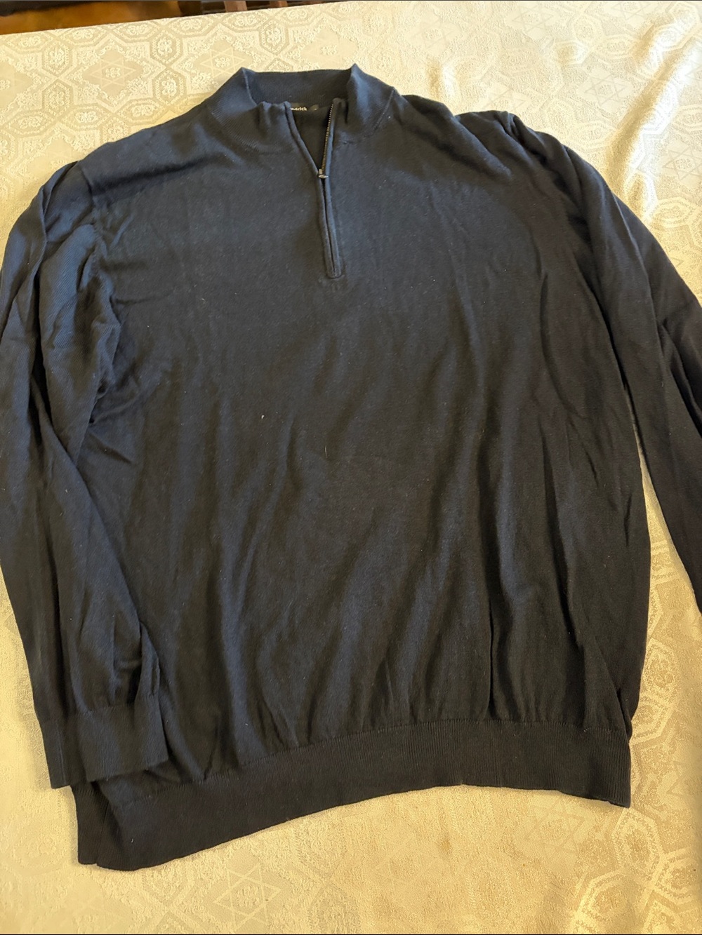Paul Fredrick Navy Quarter-Zip Sweater
